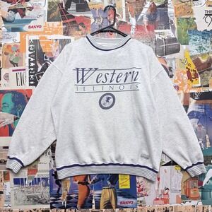 VINTAGE GEAR FOR SPORTS WESTERN ILLINOIS UNIVERSITY SWEATSHIRT GRAY PURPLE LARGE